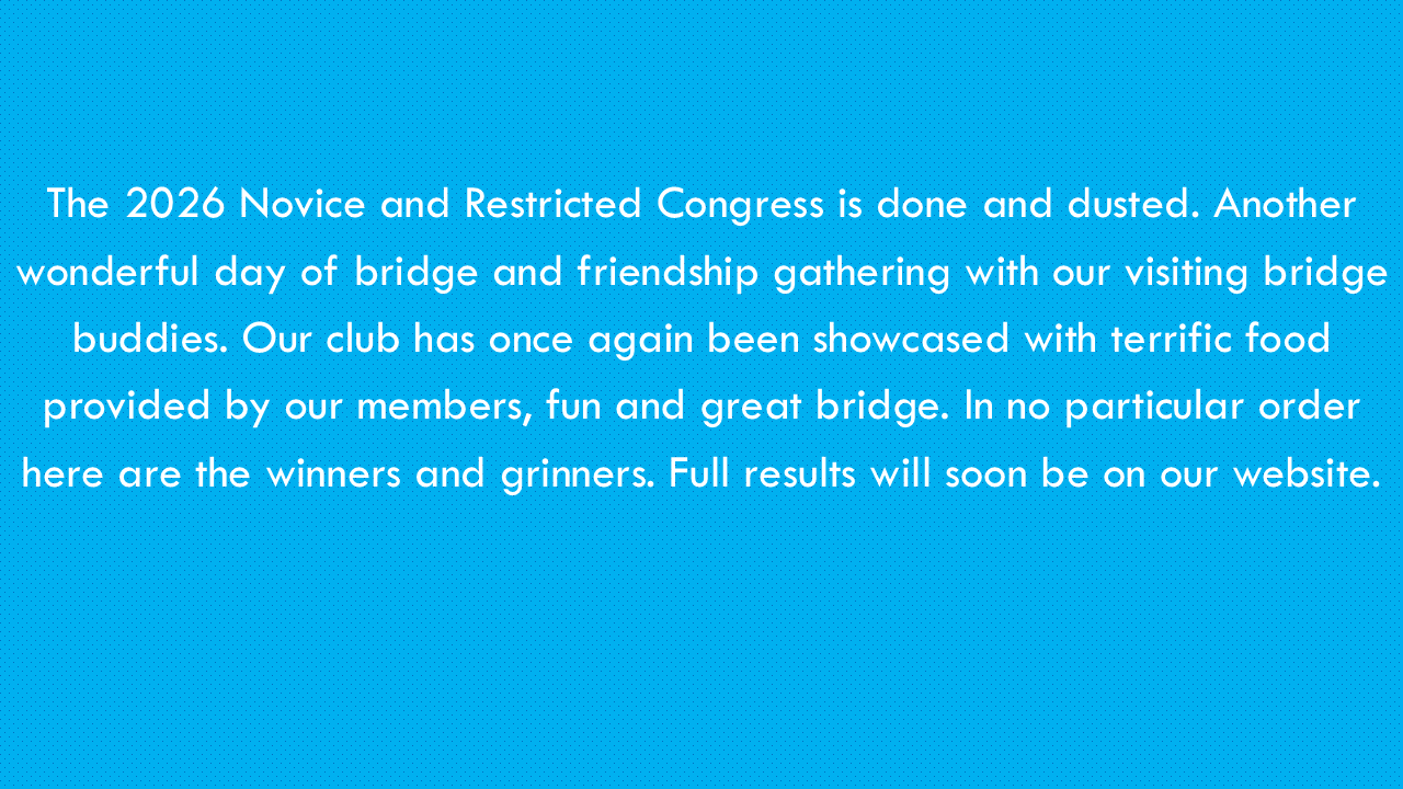 Novice and Restricted Congress July 2026
