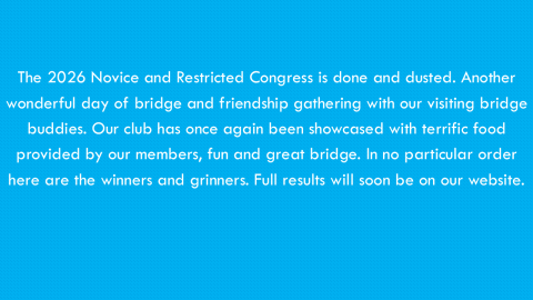 Novice and Restricted Congress July 2026
