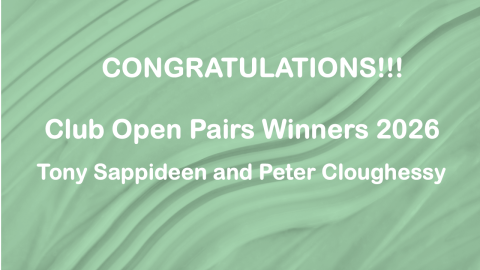 Winners Club Open Pairs 2026
